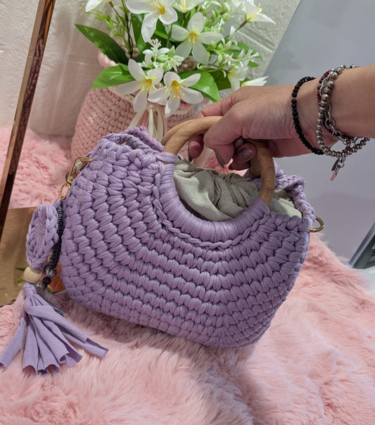 Handmade lilac crochet bag
