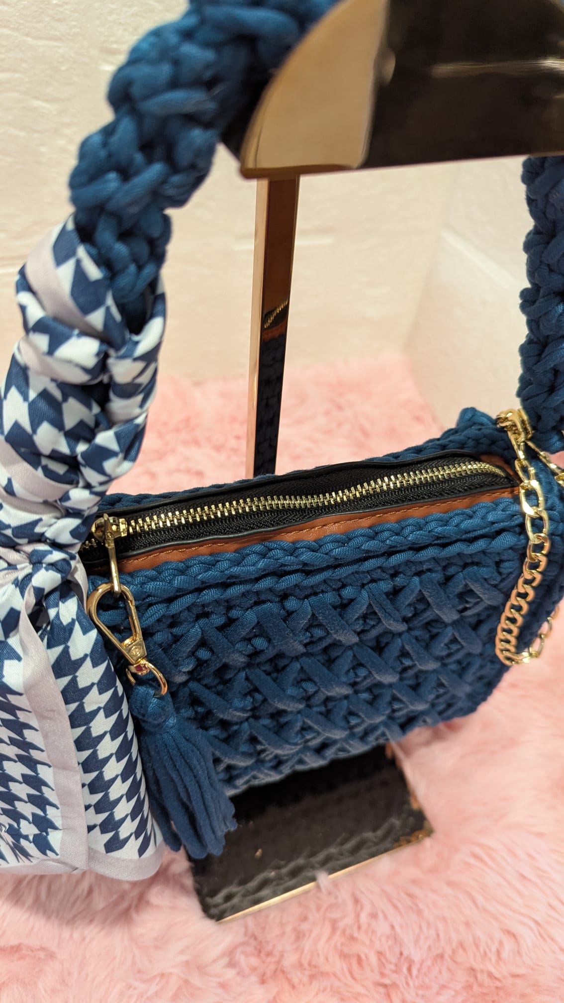 Handmade marine crochet bag