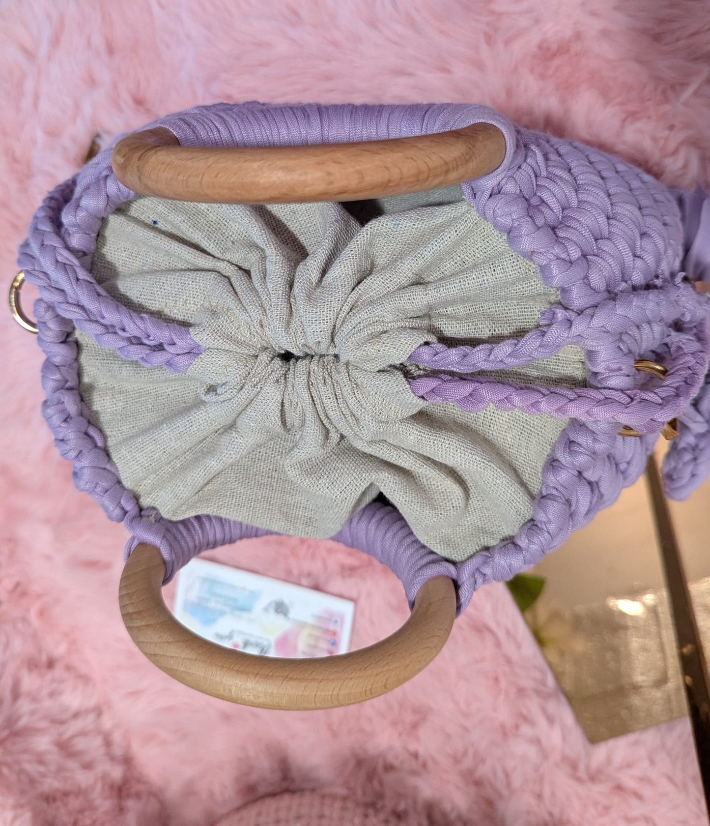 Handmade lilac crochet bag