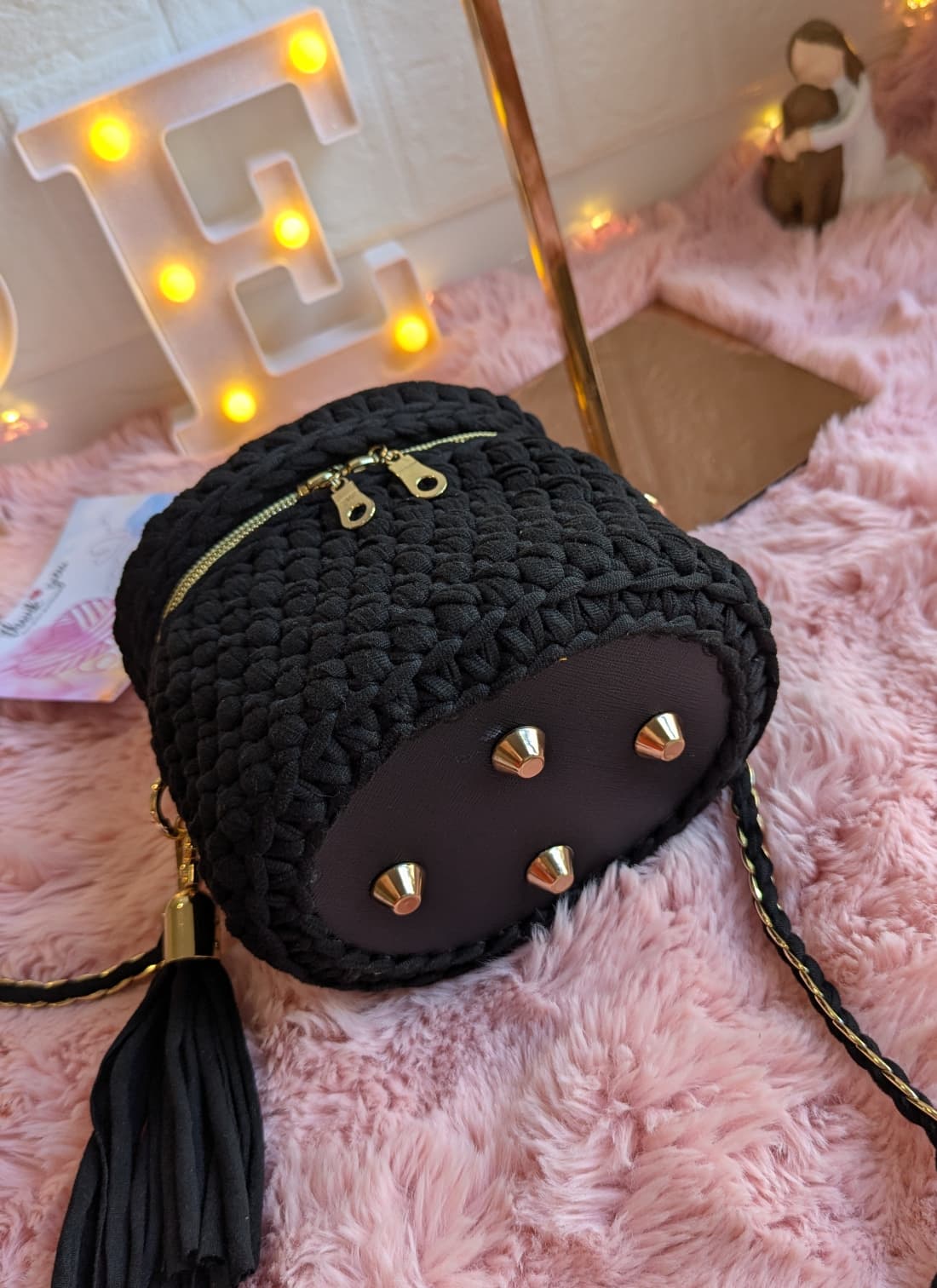 Handmadeblack crochet bag