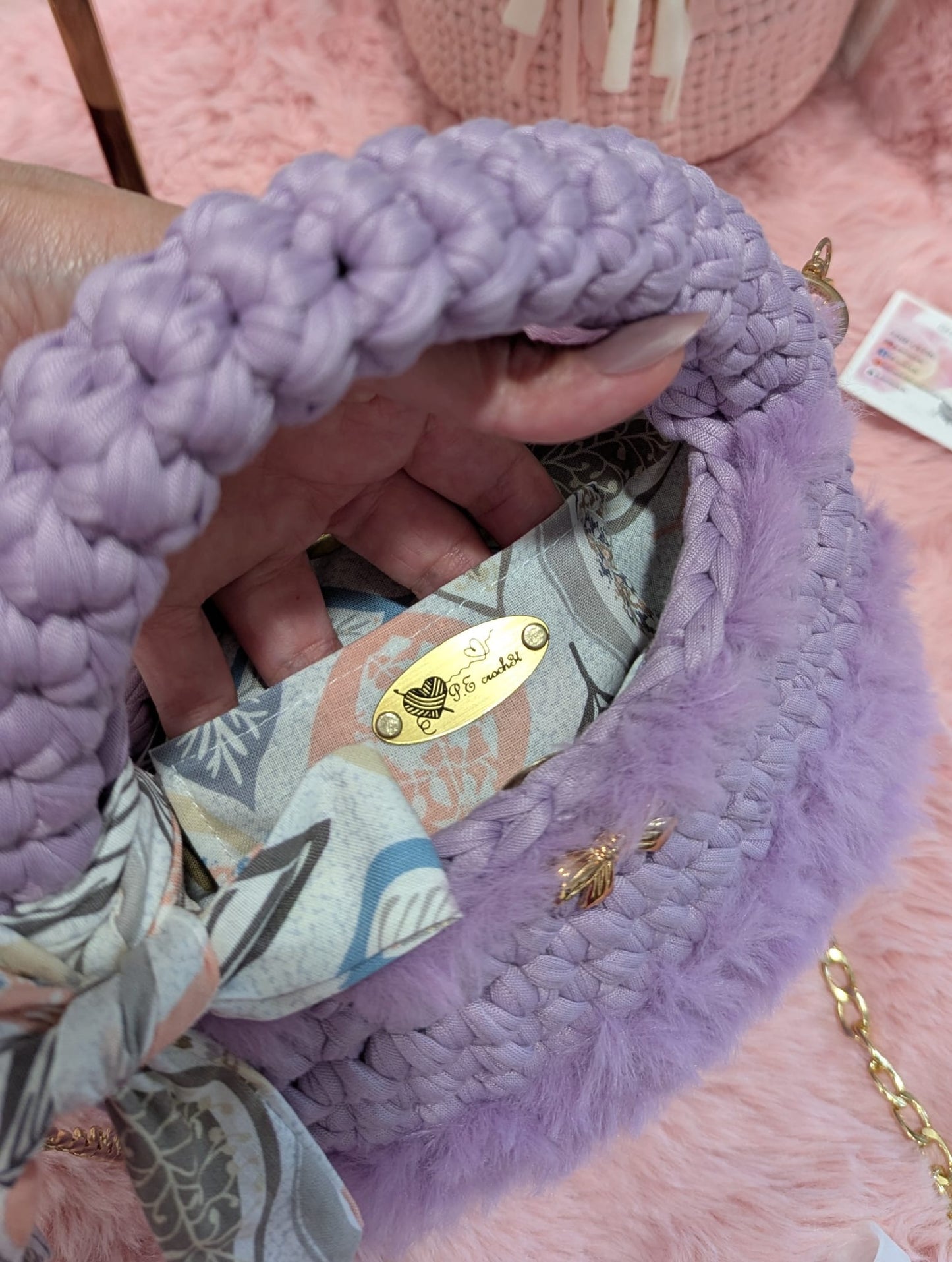 Handmade lilac crochet bag