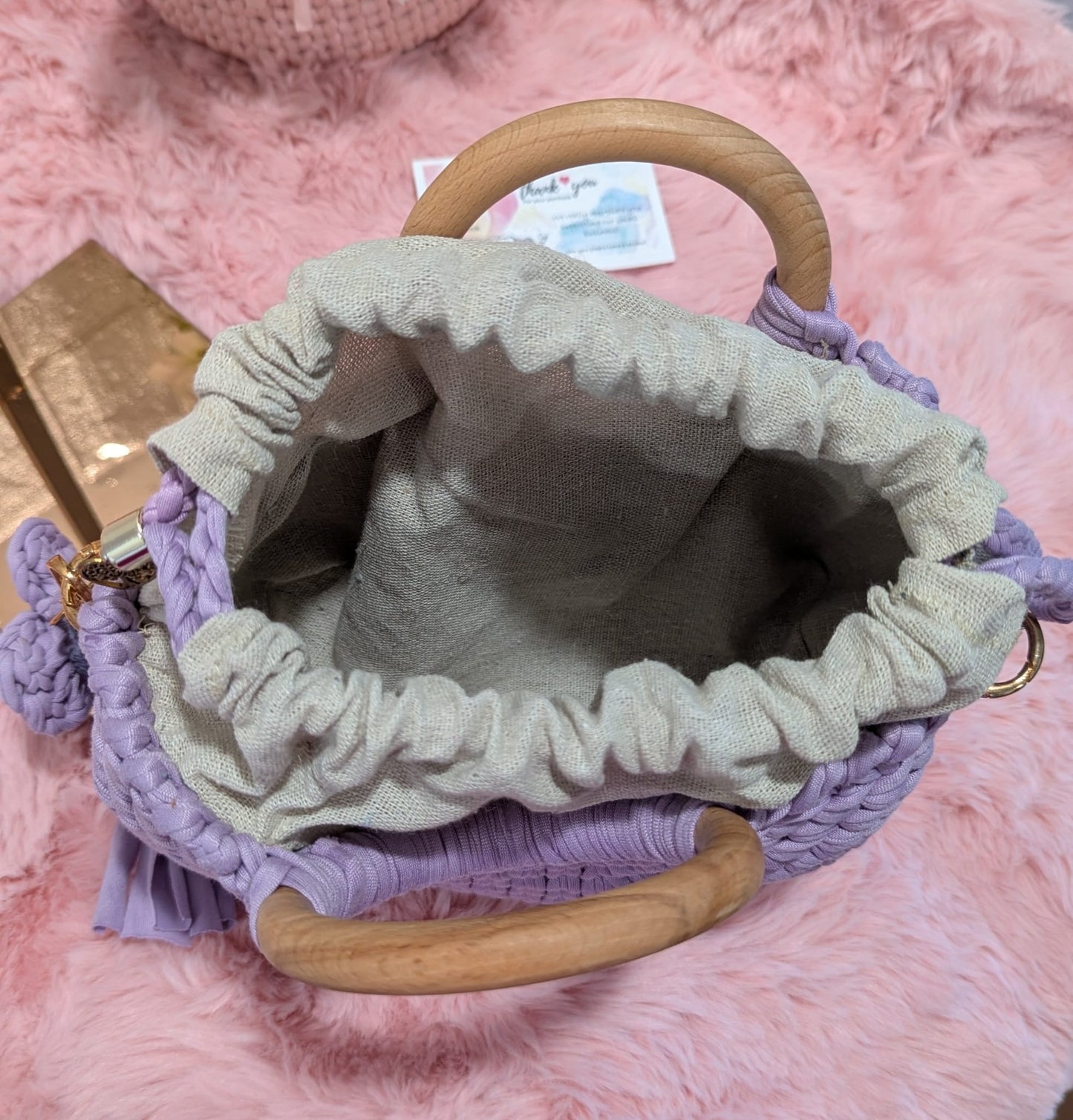 Handmade lilac crochet bag