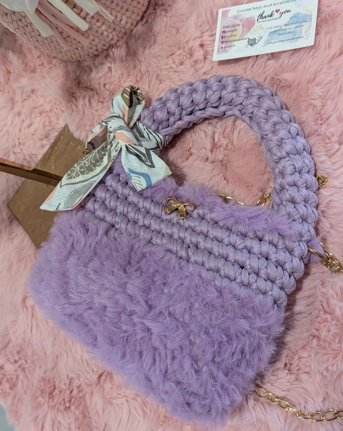 Handmade lilac crochet bag