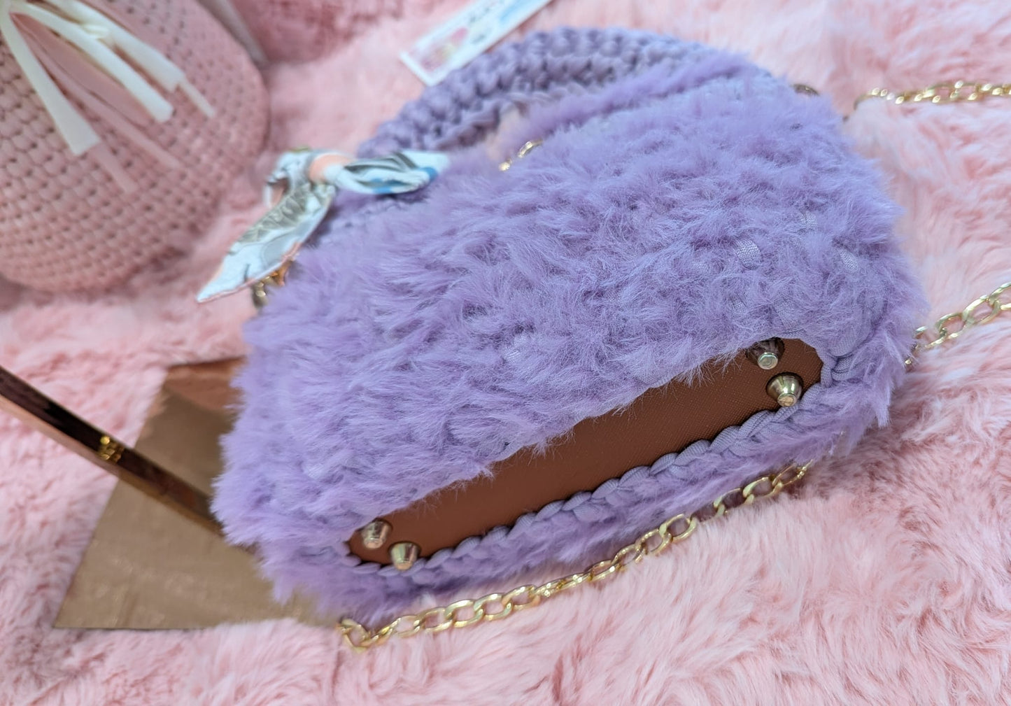 Handmade lilac crochet bag