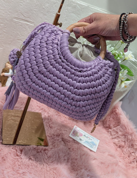 Handmade lilac crochet bag